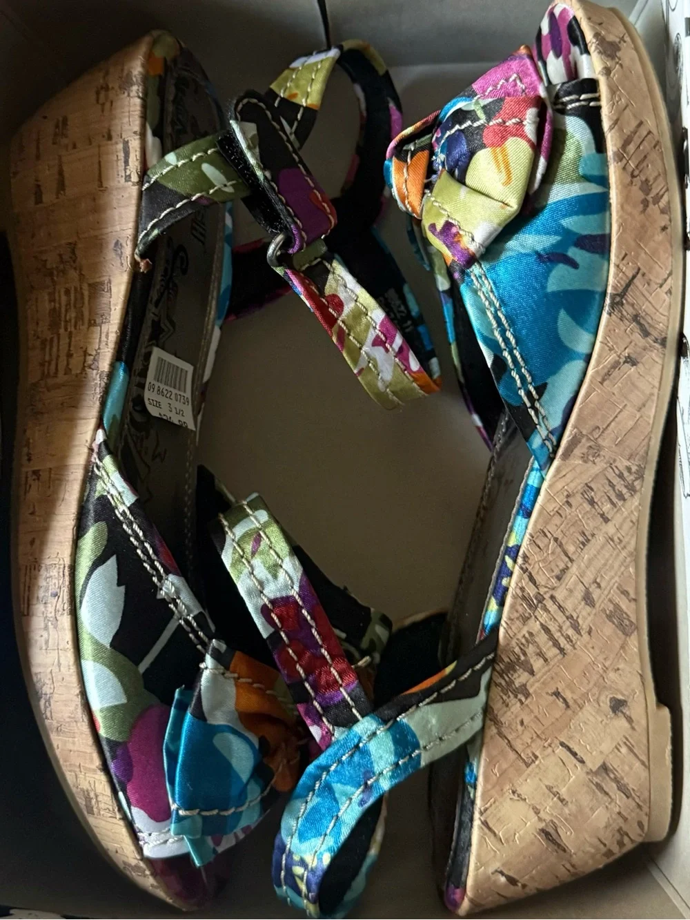 NIB Brash Multicolor Floral Knot Front Girls Wedge Sandal